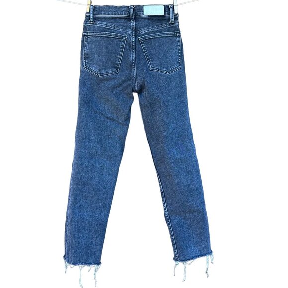 Re/Done Black Distressed Button Fly Crop Cut Off Jeans Size 25 - Picture 4 of 12